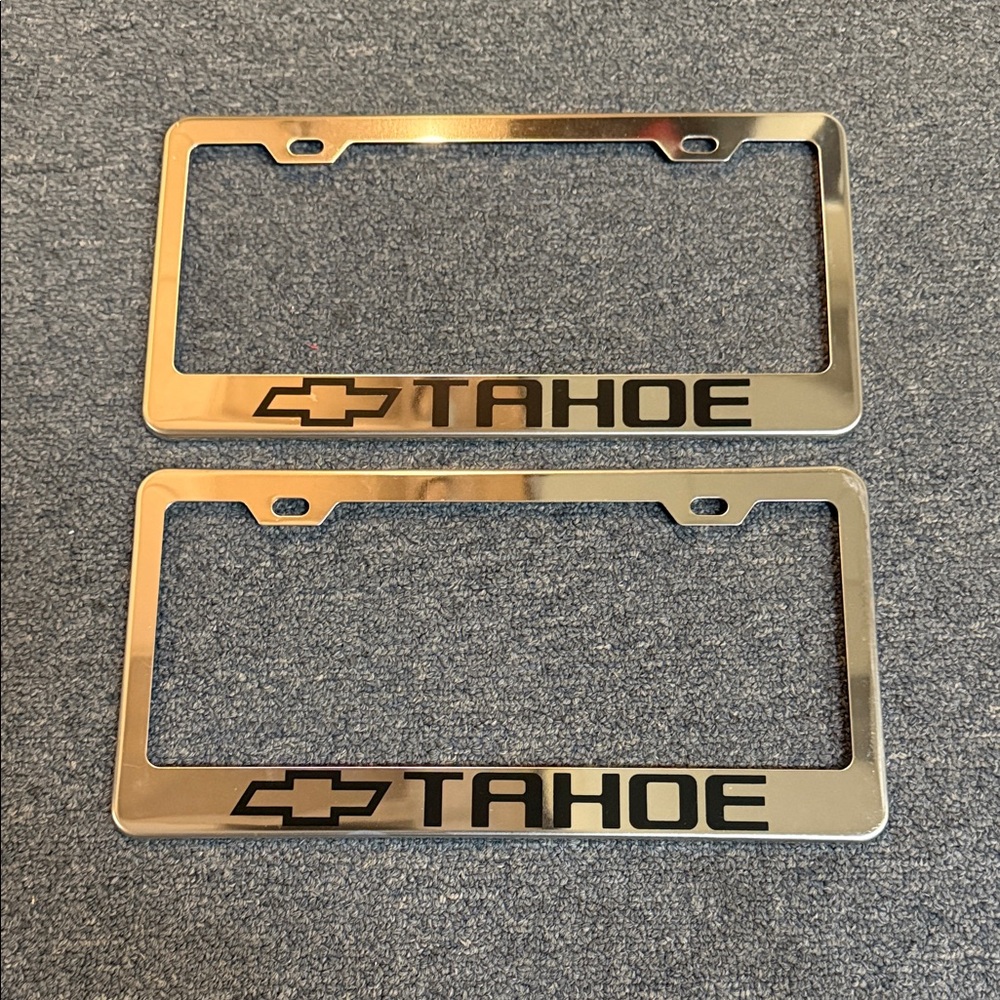 Chevrolet Tahoe Metal License Plate Frame Chrome  Silver